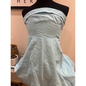 Blue Strapless Linen Dress by Abercrombie & Fitch